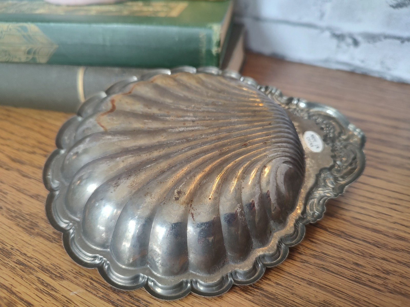 Silver Plate Sea Shell Serving Soap Dish Footed Beach Resort Vtg