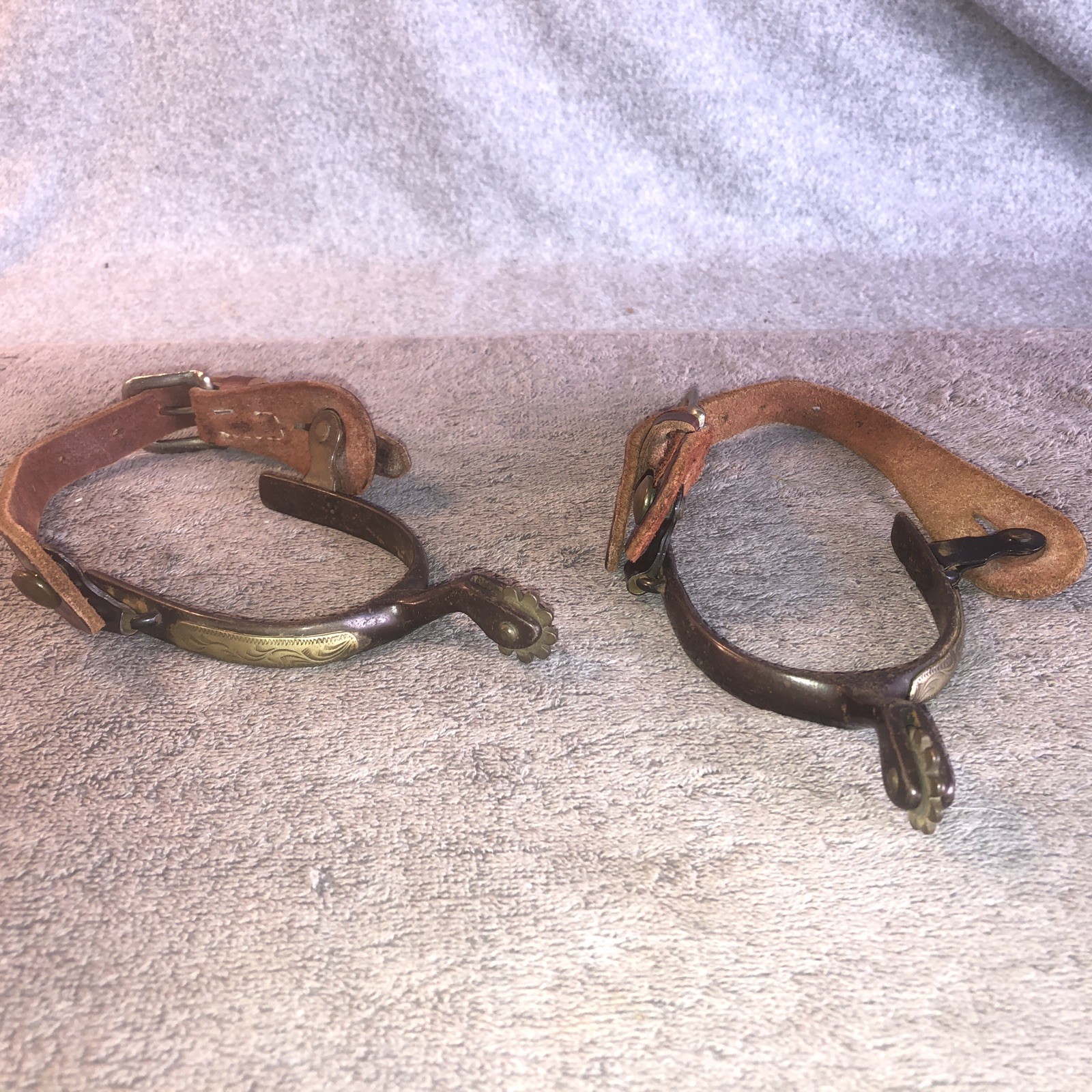 Vintage Antique Spurs w/ Leather Straps Cowboy Western Rodeo