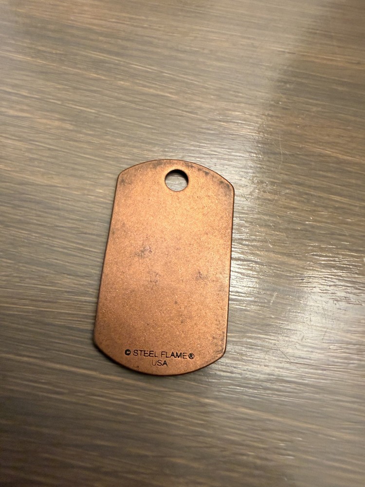 Steel Flame dog tag copper hate