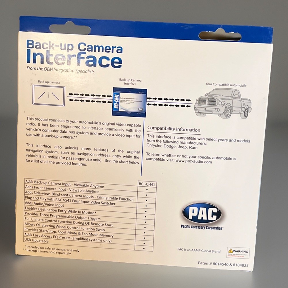 PAC BCI-CH41 BACKUP CAMERA/NAVIGATION UNLOCK INTERFACE for SELECT DODGE/JEEP/RAM