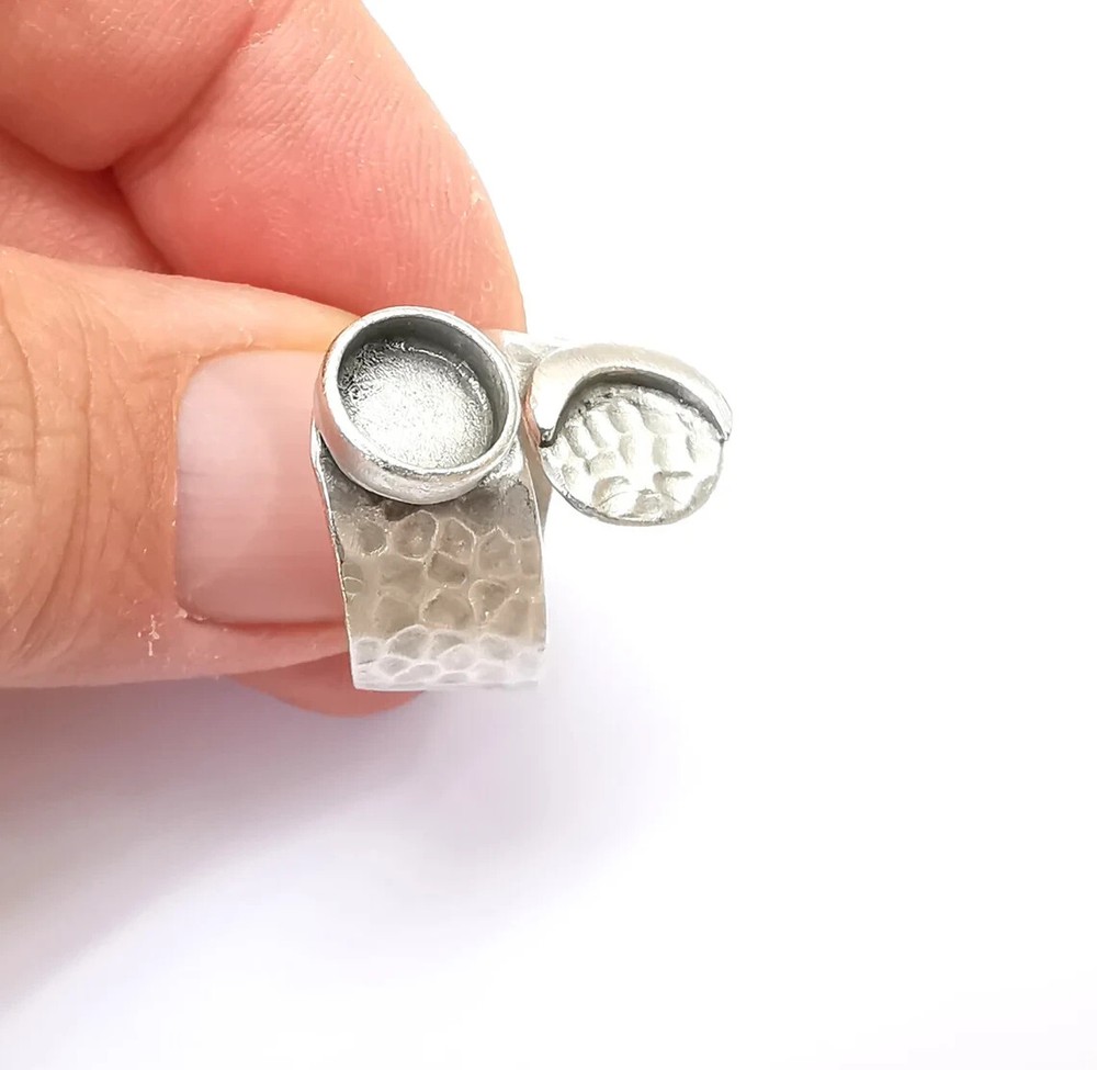 Crescent Ring Setting Blank Cabochon Mounting Adjustable Ring Base Bezel