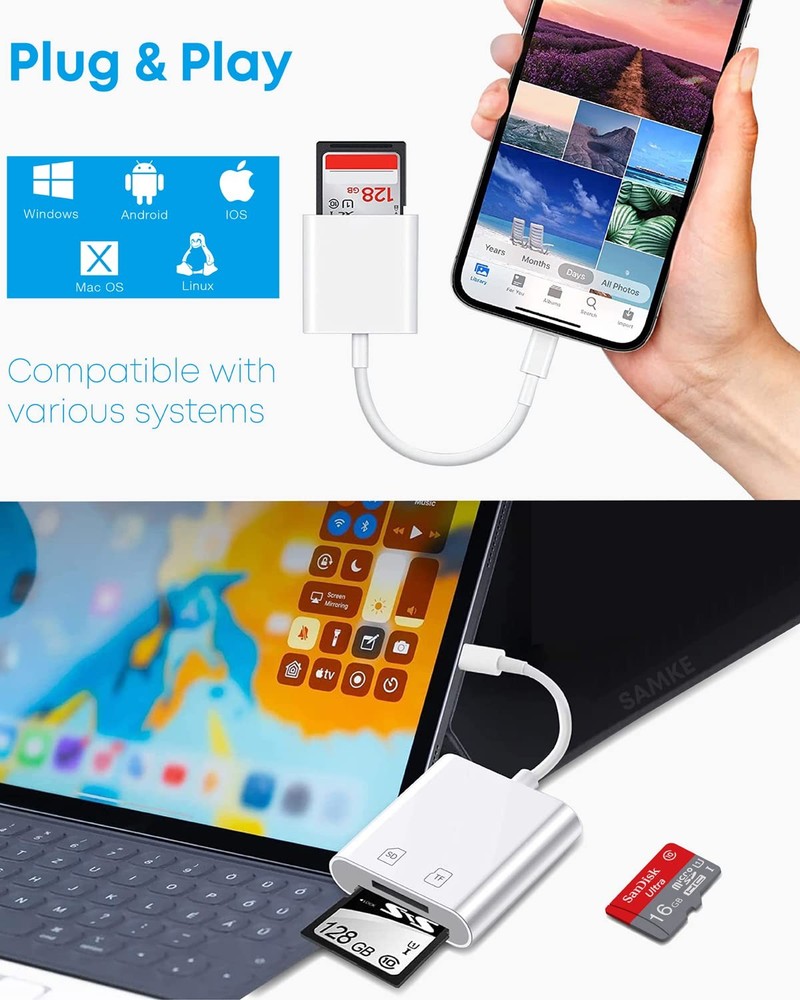 USB C SD Card Reader, USB-C to SD/Micro C, 2 Port (SD+TF)