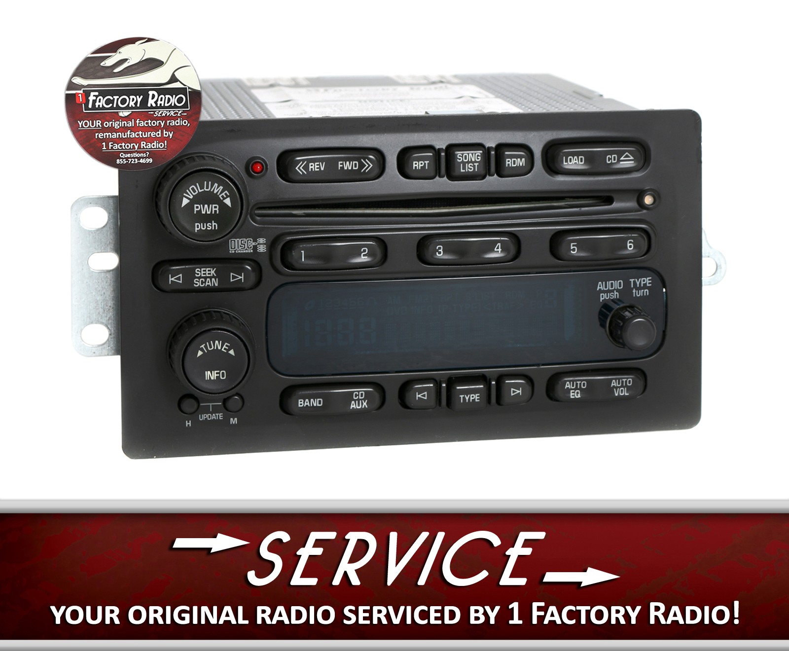 Remanufacture SERVICE for 2003-05 Chevy GMC Truck AM FM 6 Disc CD Player Radio