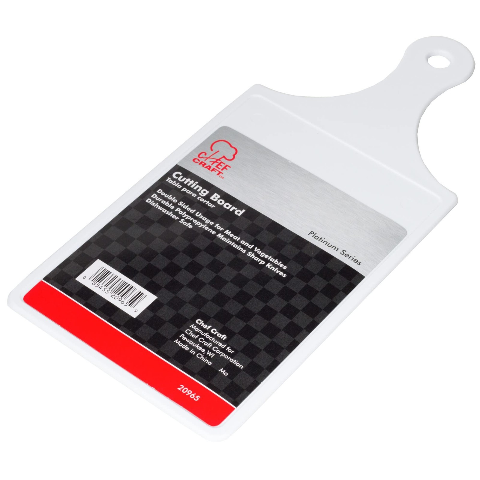 Chef Craft 8.5 x 5.5-Inch Plastic Paddle-Shaped Cutting Board with Handle