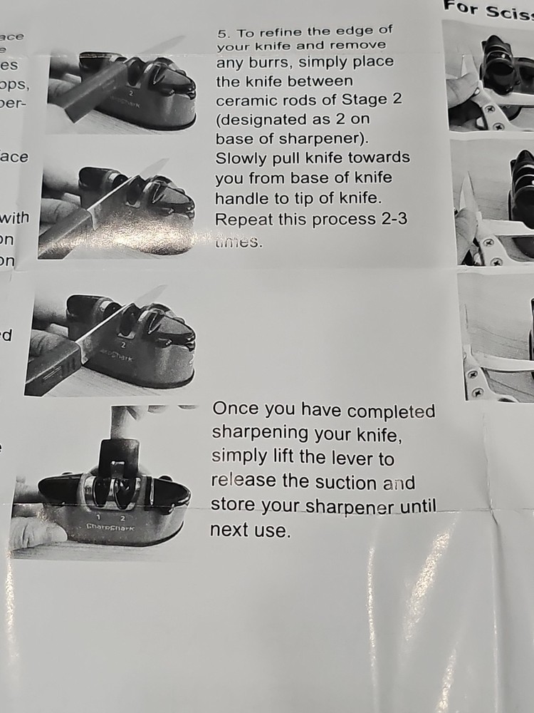 NEW SharpShark Knife & Scissors Sharpener Blue with Suction Base Pull Through