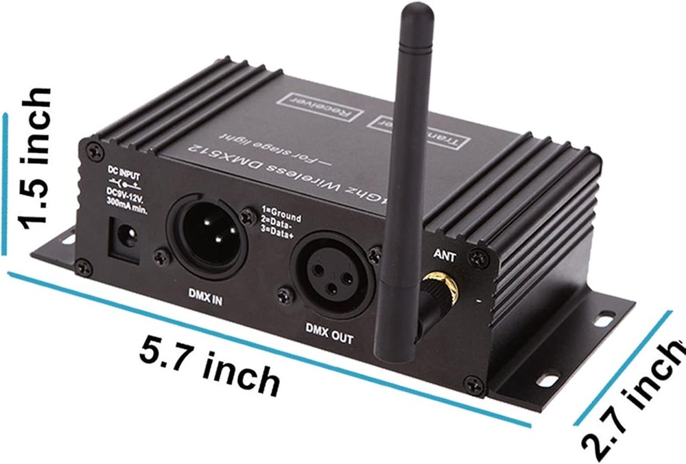 DMX 512 Controller 2.4G Wireless Transmitter Receiver LCD Display Power Adjus...