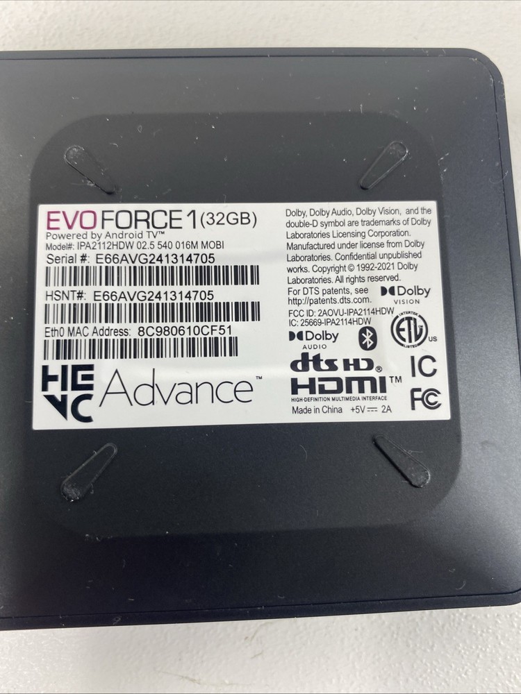 EVO FORCE 1 Android TV Box Streaming Media Player With Remote & HDMI Tested