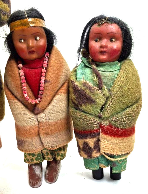 Skookum Bully Good Indian Native American Dolls ~ Lot of 4 Mom baby, 3 children