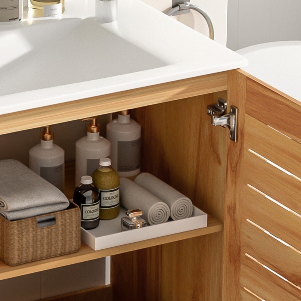 Bathroom Vanity with Ceramic Sink Features 2 Doors and Ample Storage Space
