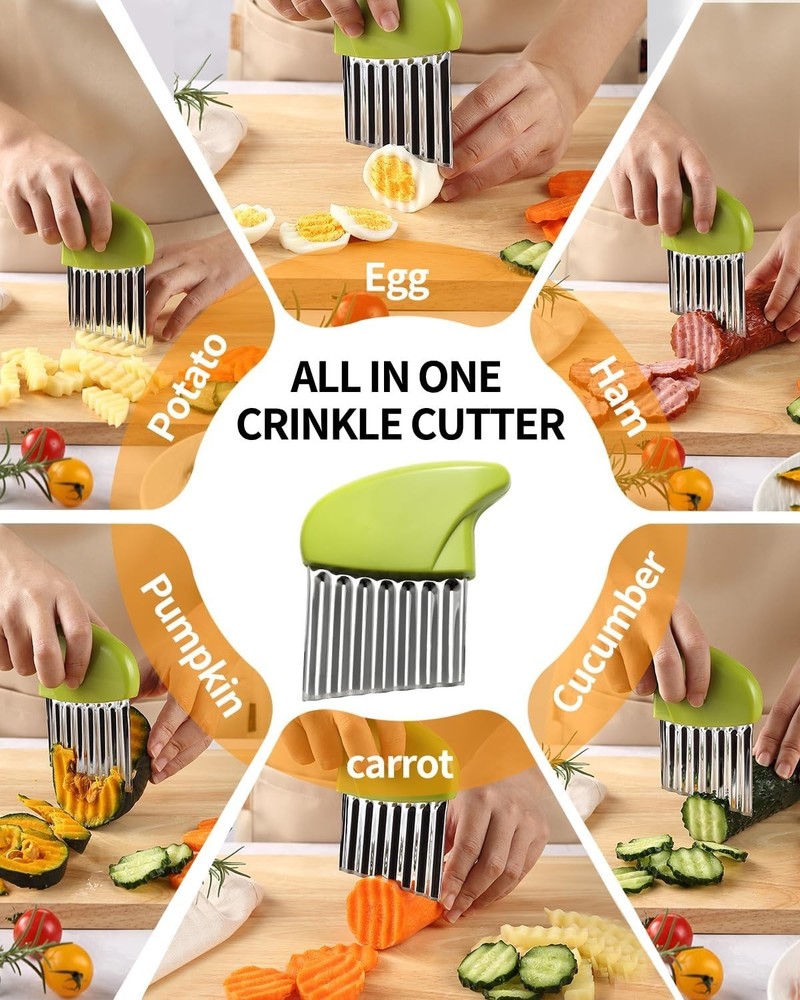 Ergonomic Crinkle Cutter – Experience Effortless Vegetable & Fruit Preparation!