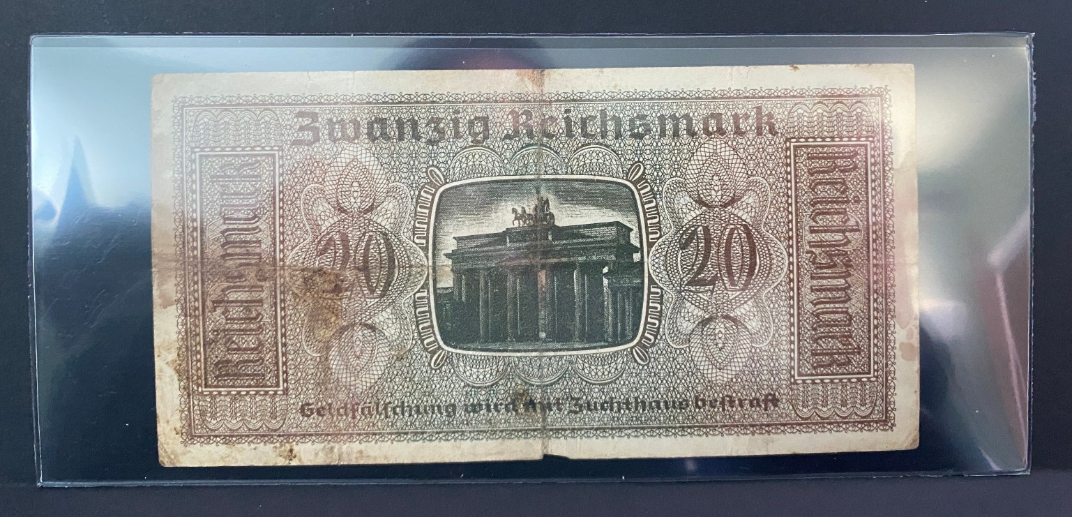 WWII Germany 20 Reichsmark 1940–1945 Reichskreditkassen Note Berlin Rare