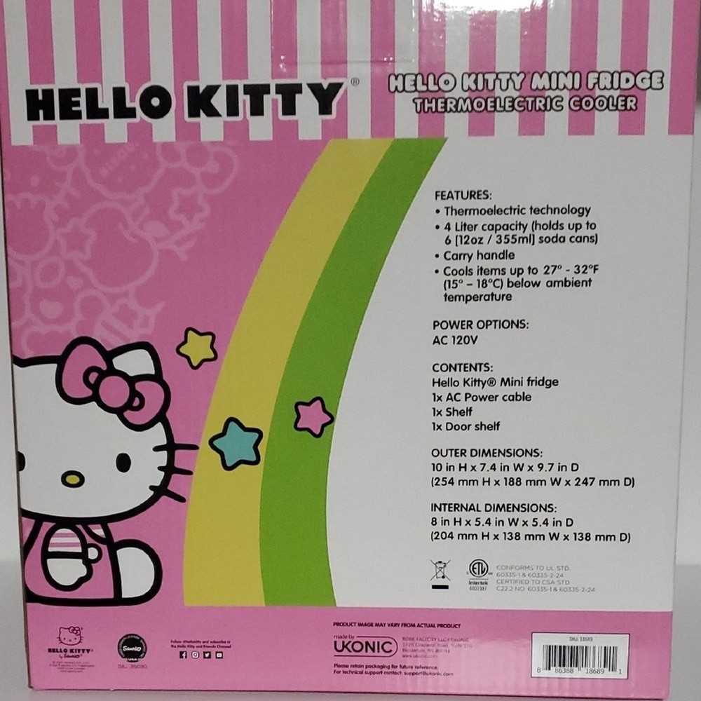 Hello Kitty Pink Mini Fridge with Bow Design
