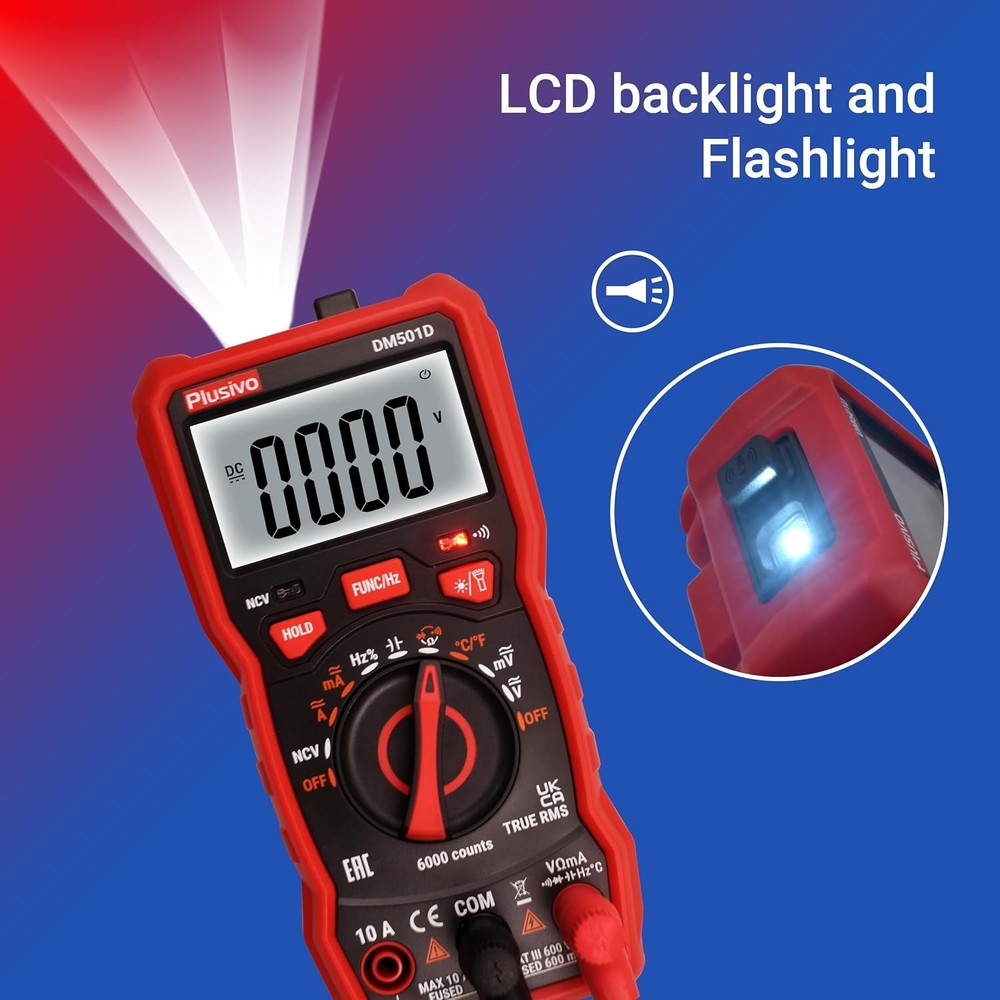 Digital Multimeter Auto Ranging AC DC Voltmeter Ohm Amp Tester