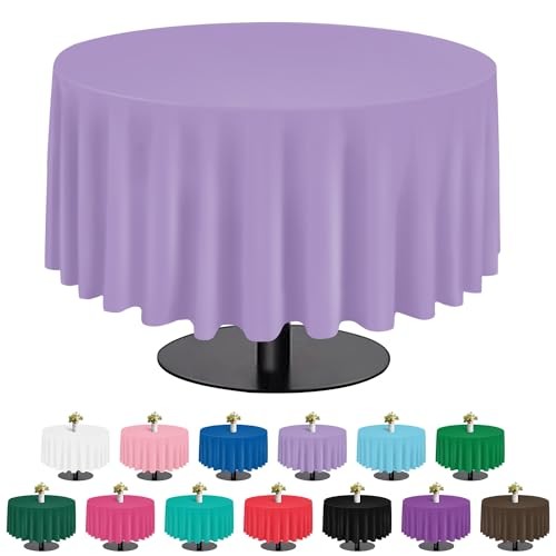 6 Pack Plastic Table Cloth 84", Disposable Tablecloth Table Round Lavender