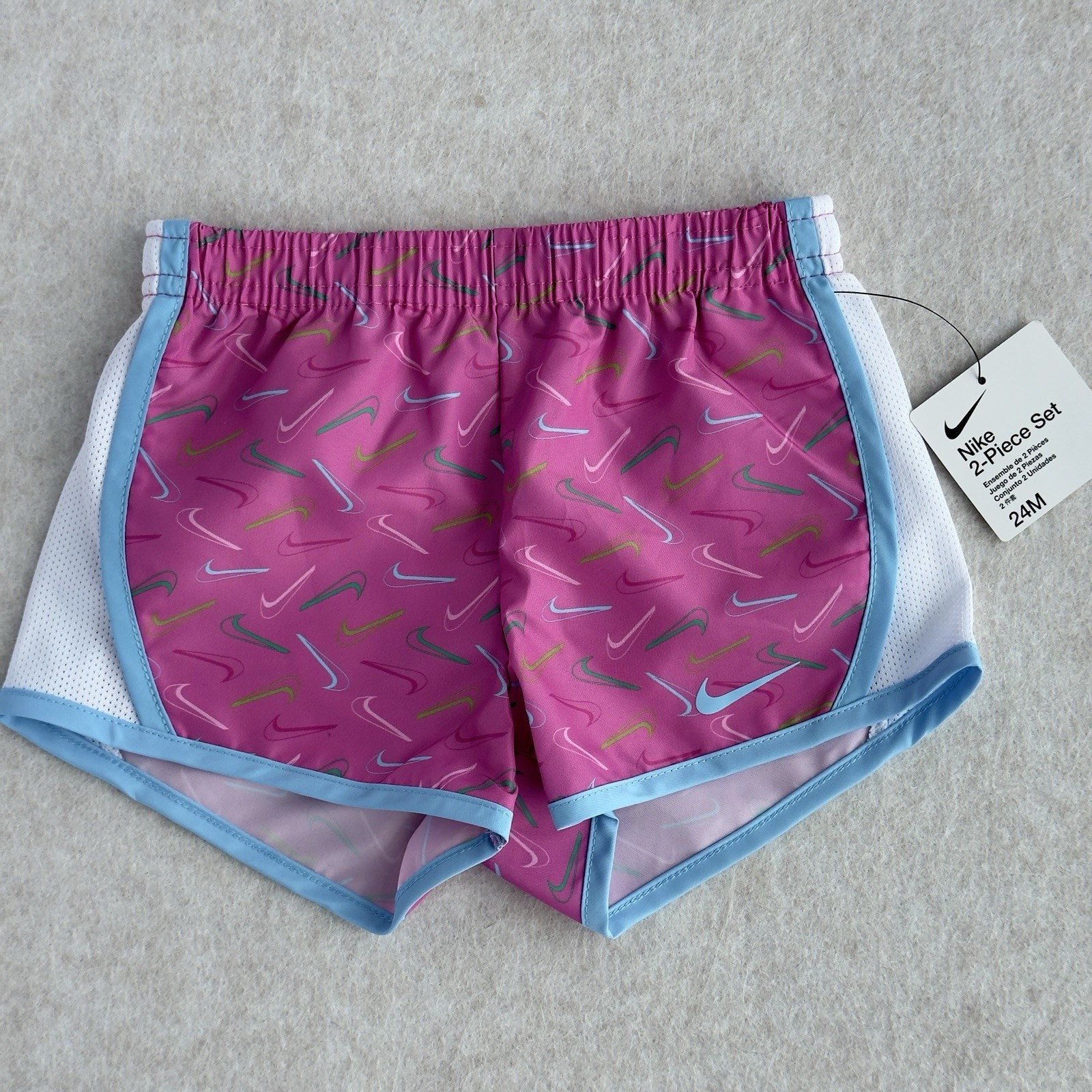 Nike Dri-Fit Baby Girl 2PC Shorts Outfit 24 Months Athletic Set Summer NWT NEW