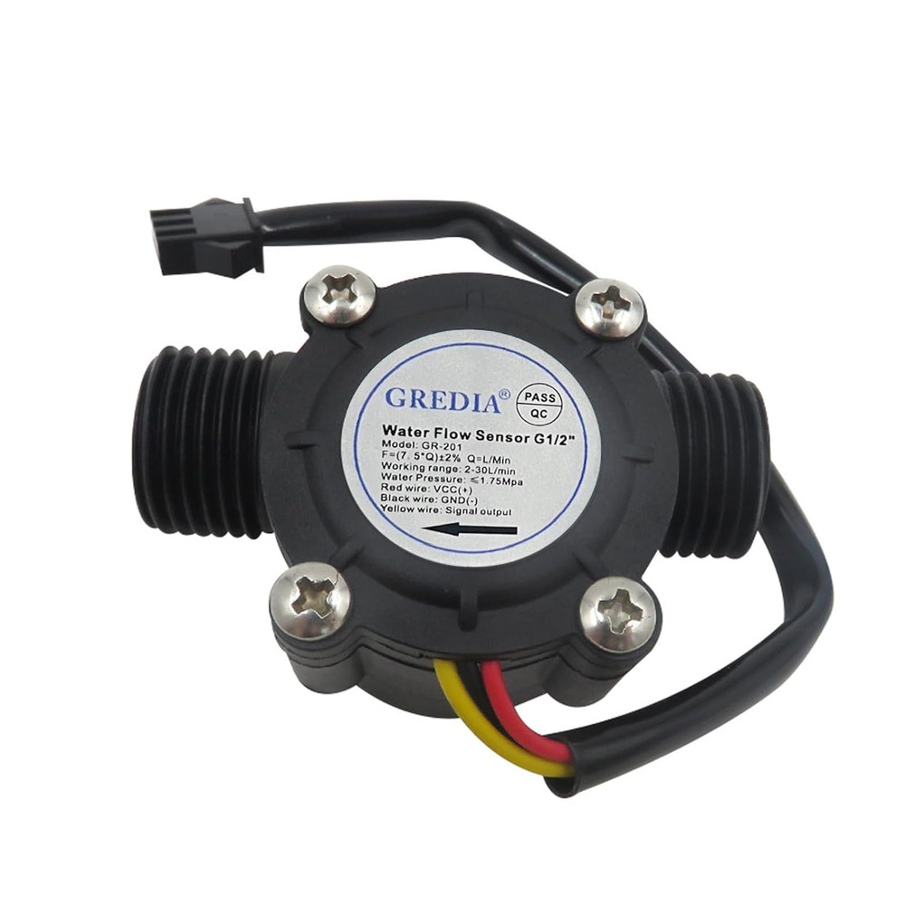 1/2" Water Flow Sensor Hall Effect Flowmeter Switch 1-30L/min Fluid Meter