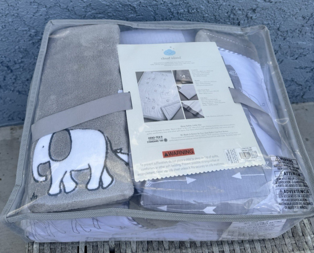 Cloud Island- Crib Bedding Set In the Clouds 4pc, Platinum