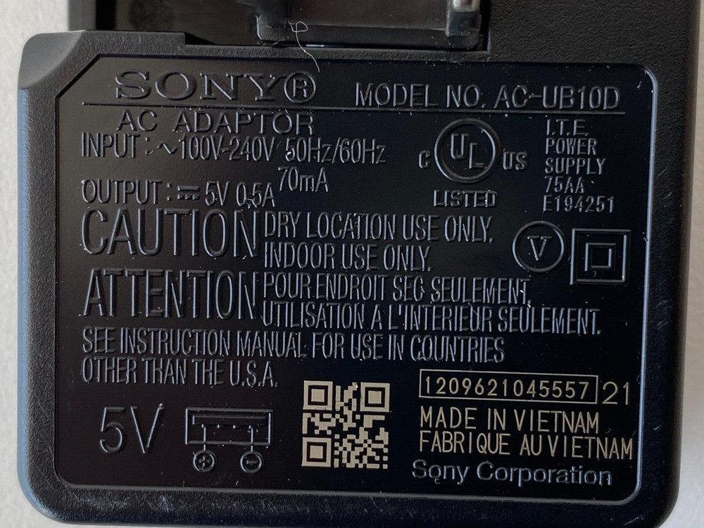 PP20: Sony AC-UB10d AC Adapter Wall Plug Camera Charger