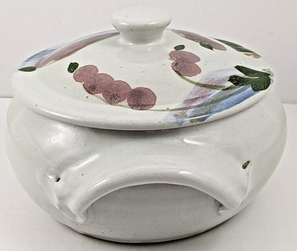 Hand Crafted Glazed Pottery Covered Casserole Serving Dish