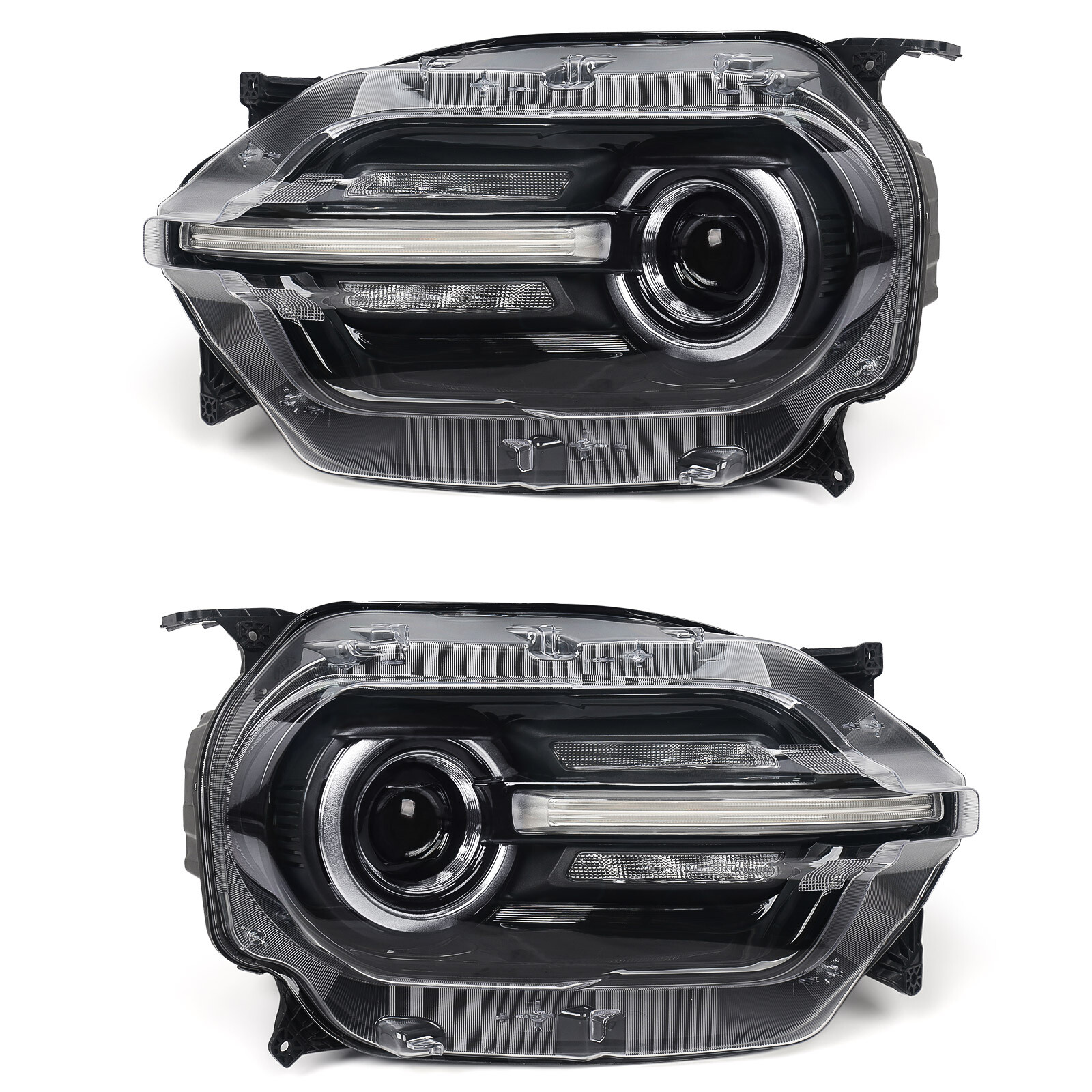 Pair For 2021-2023 Ford Bronco Sport Led Chrome Headlights Non-HALO Lamp LH+RH