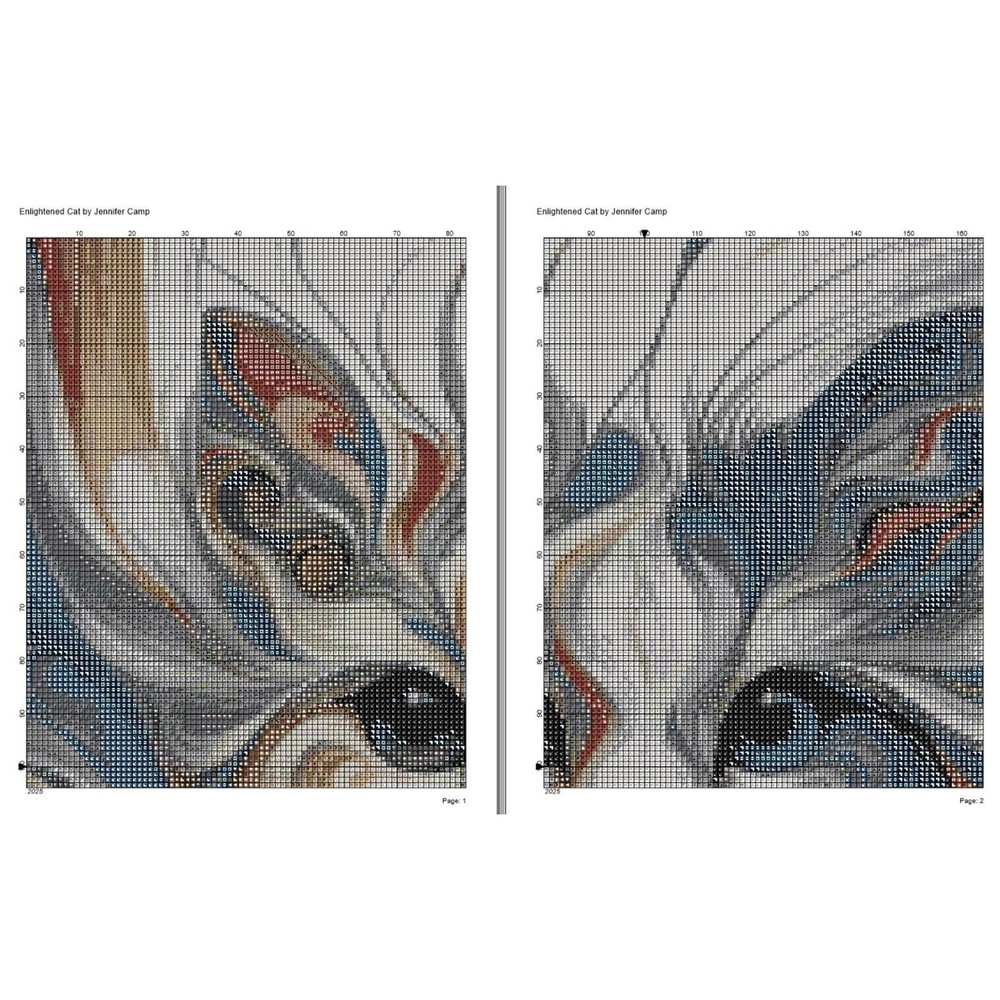 Cat Colorful Full Cover Counted Cross Stitch Pattern Leaflet Chart