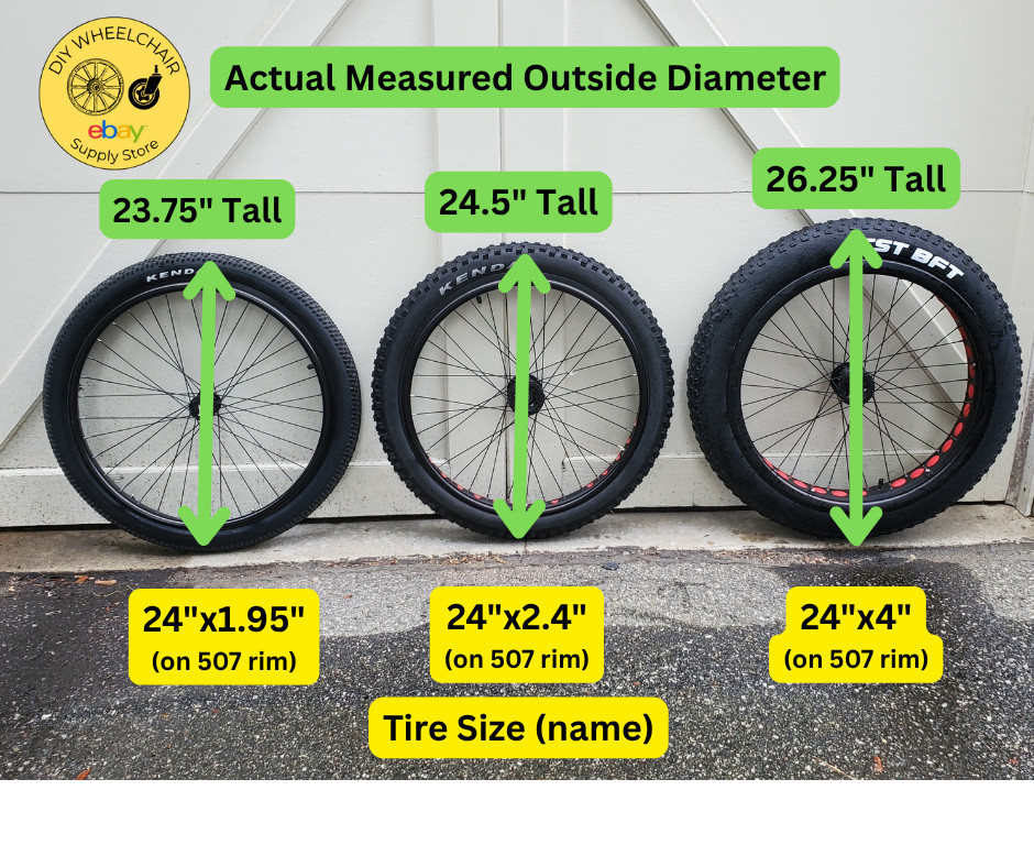 Pair of 24"x1.95" (507) Off-road Wheelchair Wheels with Axles (NEW)