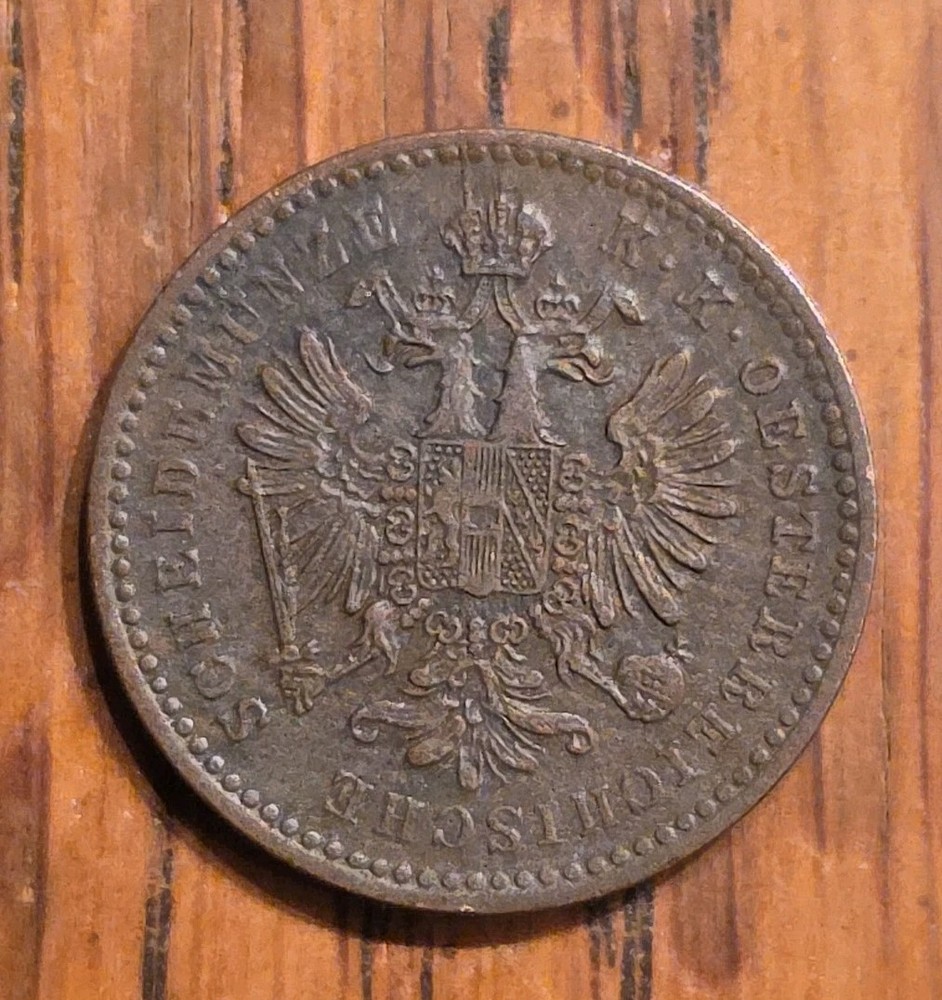 1879 Austria 1 Kreuzer Double Headed Eagle Obverse, Value Within Wreath Reverse