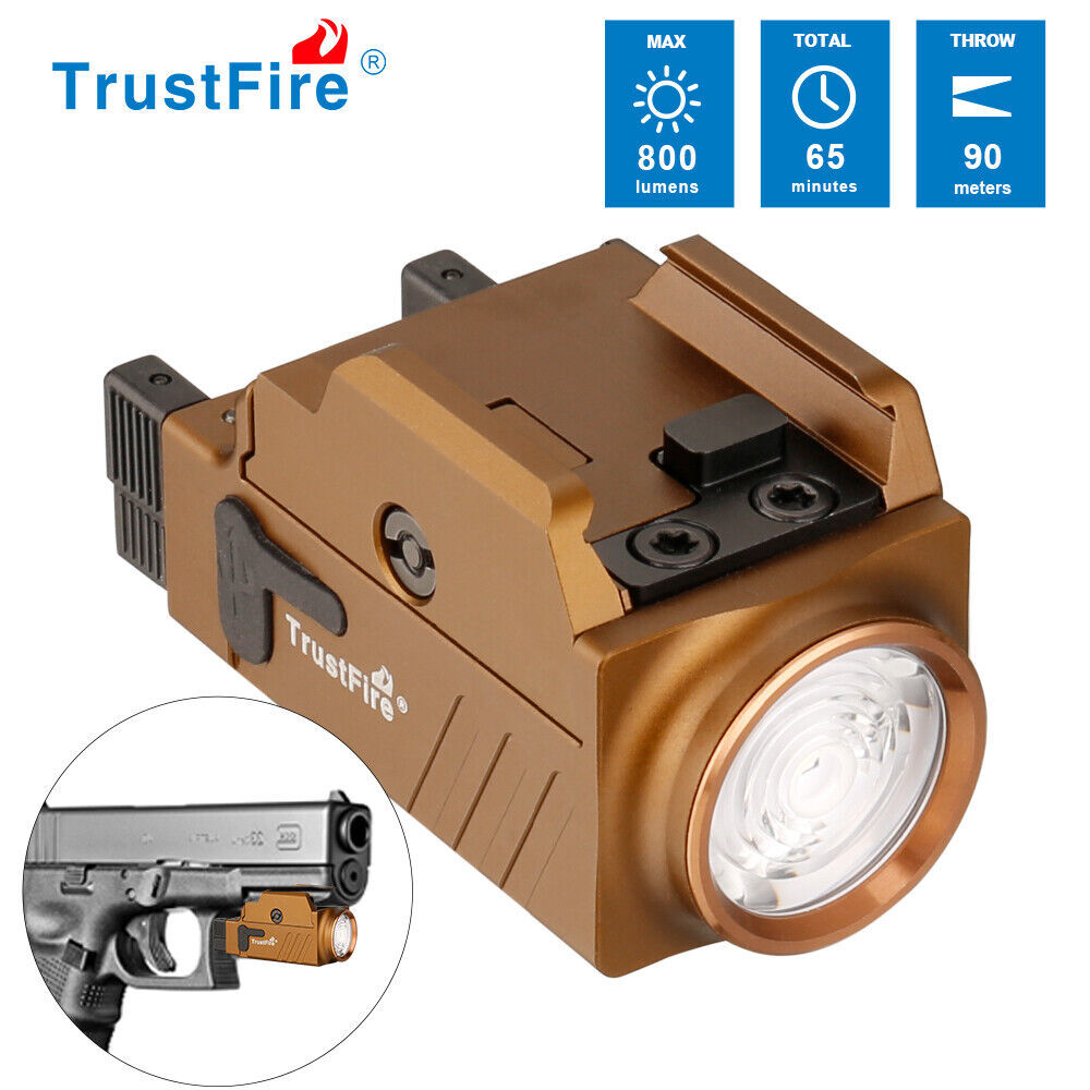 For Glock Tactical LED Pistol Light Compact Rail Mount Weapon Light Rechargeable