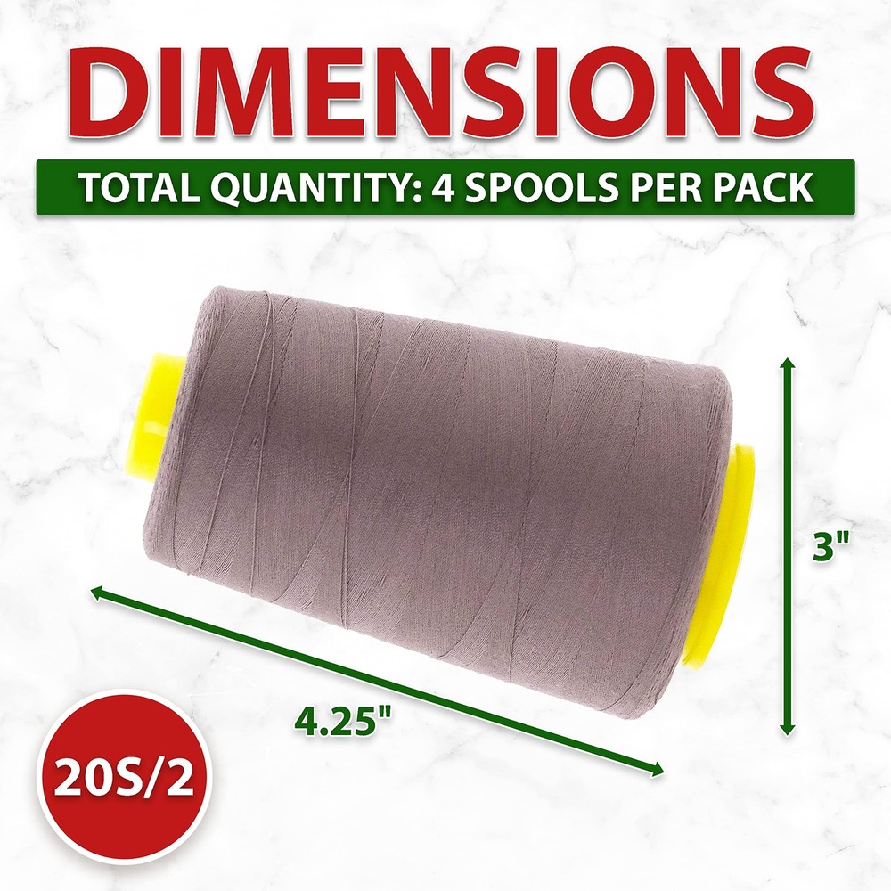 4 Pack of Serger Threads Taupe Threads for Sergers Machine - Sewing Thread Co...