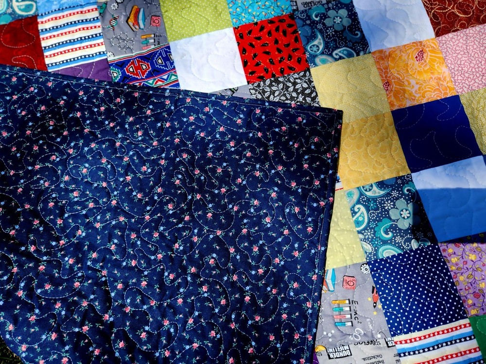 Homemade Quilt 53" x 61" SCRAPPY! 9 Patch Pattern
