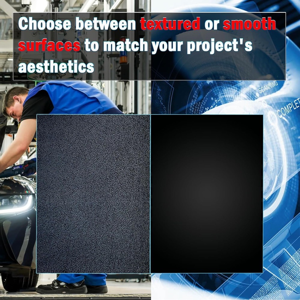 ABS Plastic Sheet 1/4 Inch Thick 12" x 16" (2-Pack)，Black Rigid Moldable Panel