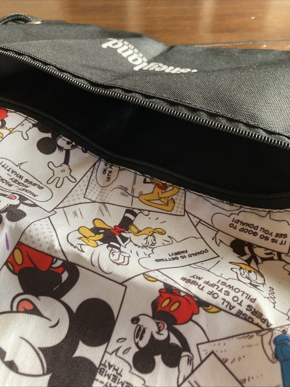 Disneyland Drawstring Backpack Comic Strip Mickey Minnie Mouse W Goofy - Bag