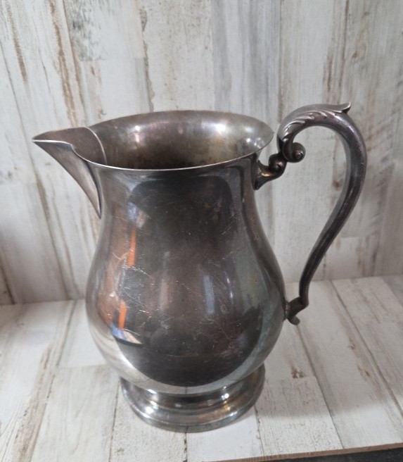 Vintage Crescent Silver Plated Pitcher Natural Tarnished