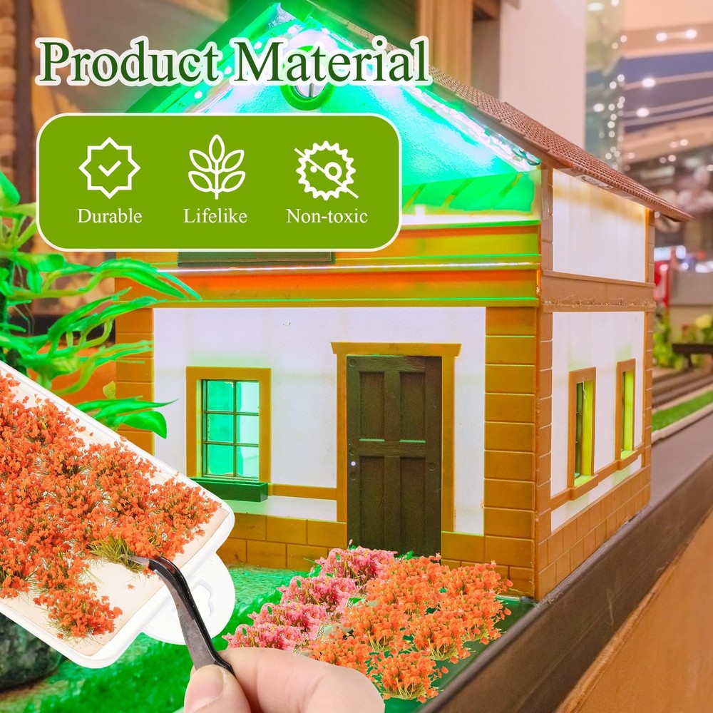 288 PCS Spring Style Static Grass Tuft, Flower Cluster, Self Adhesive, Model