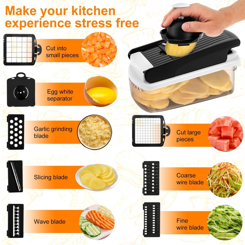 14 in 1 Vegetable Chopper Efficient Veggie with Container Black