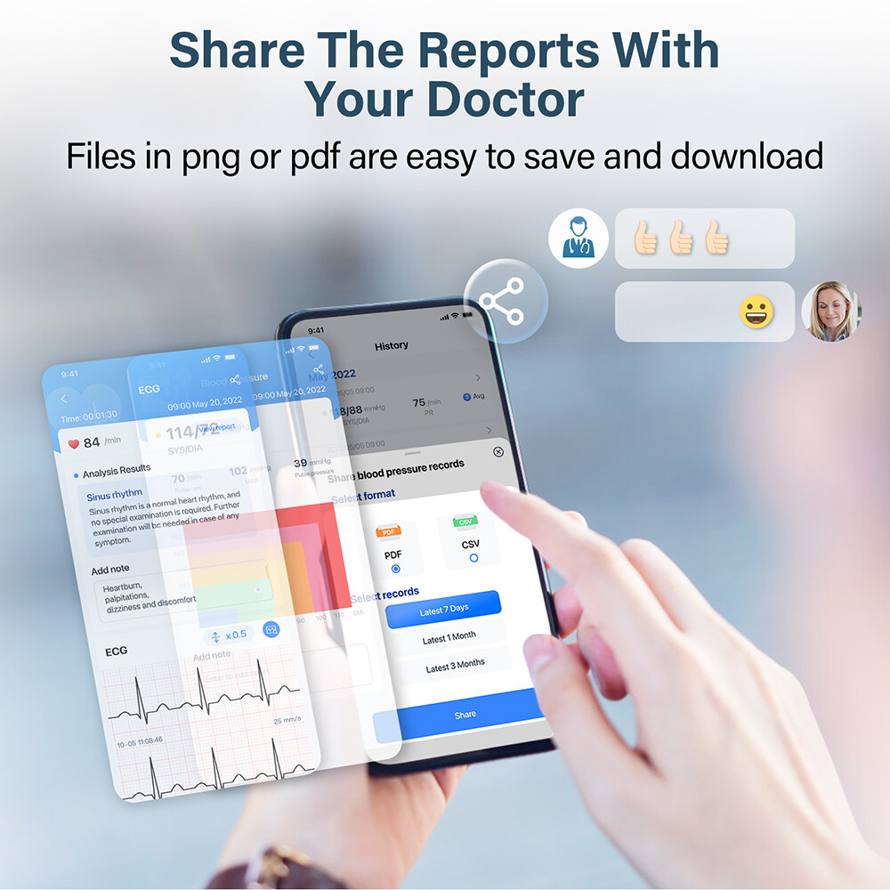 Automatic Upper Arm Blood Pressure Monitor Cuff Pulse Rate Meter Bluetooth App