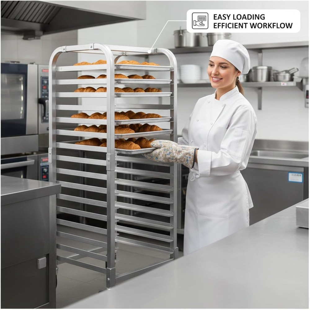 Aluminum Rolling Rack with Lockable Casters - Multi-Use Kitchen & Bakery Cart