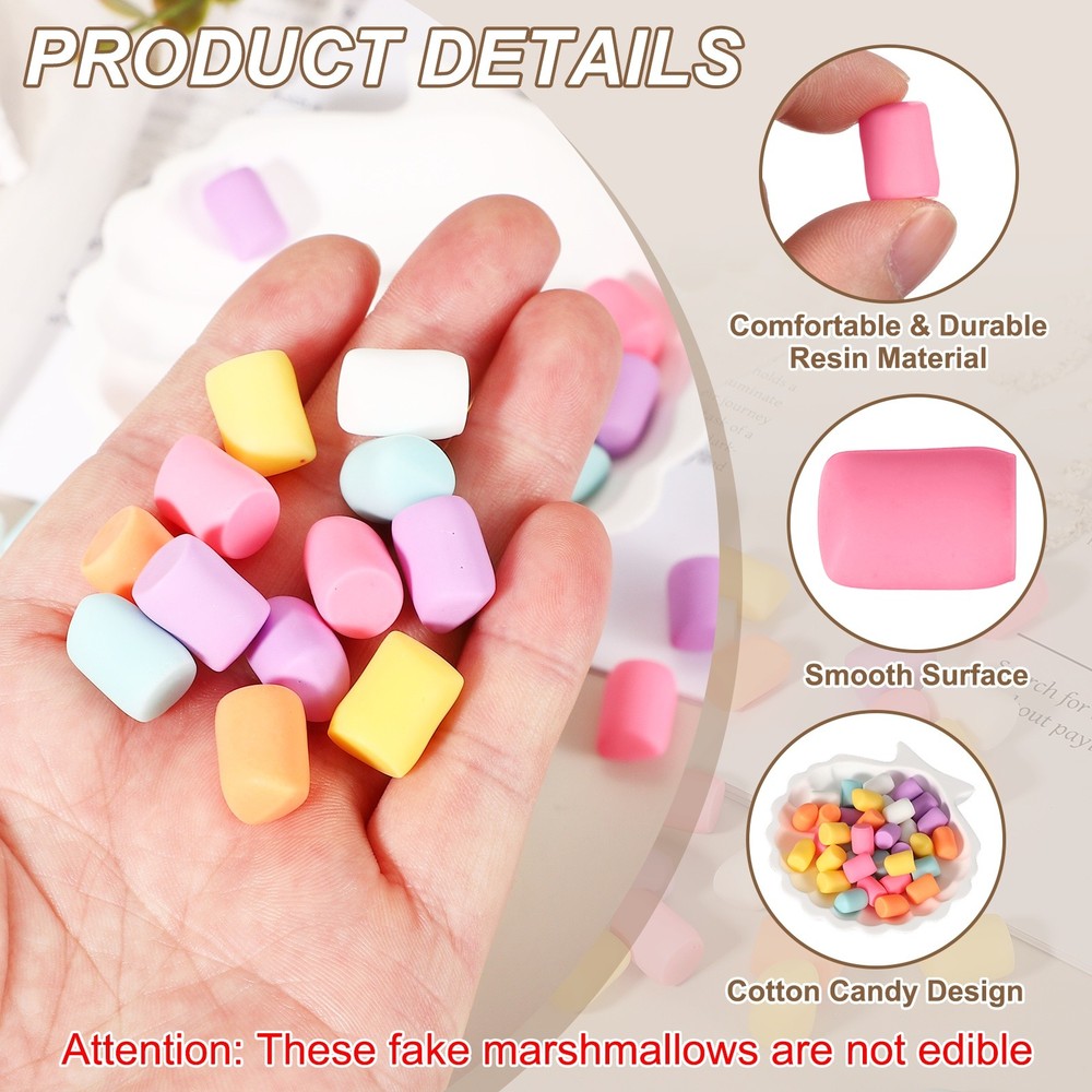 50 Pcs Resin Candy Charm, Artificial Simulation Cotton Candy, Red