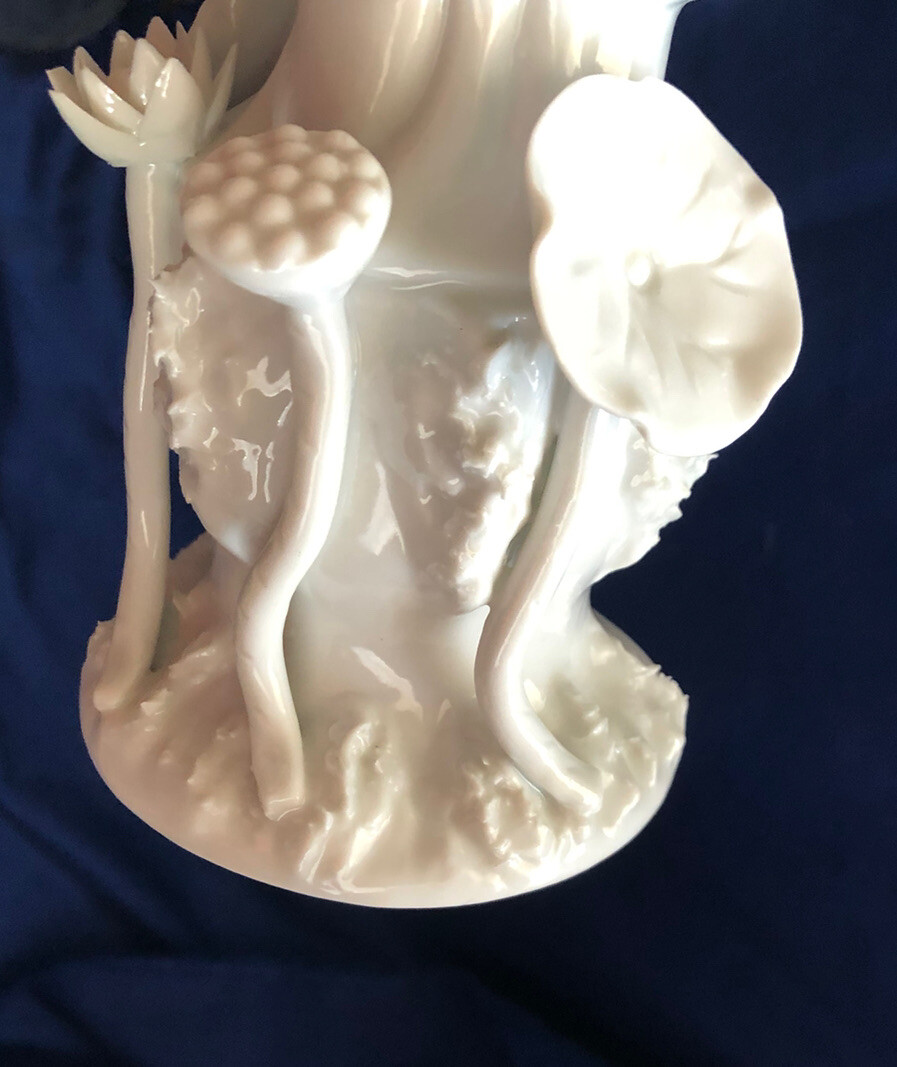 Kwan Yin Figurine Statue Lotus Flower Serv-Ware By Rubel Japan Vintage L