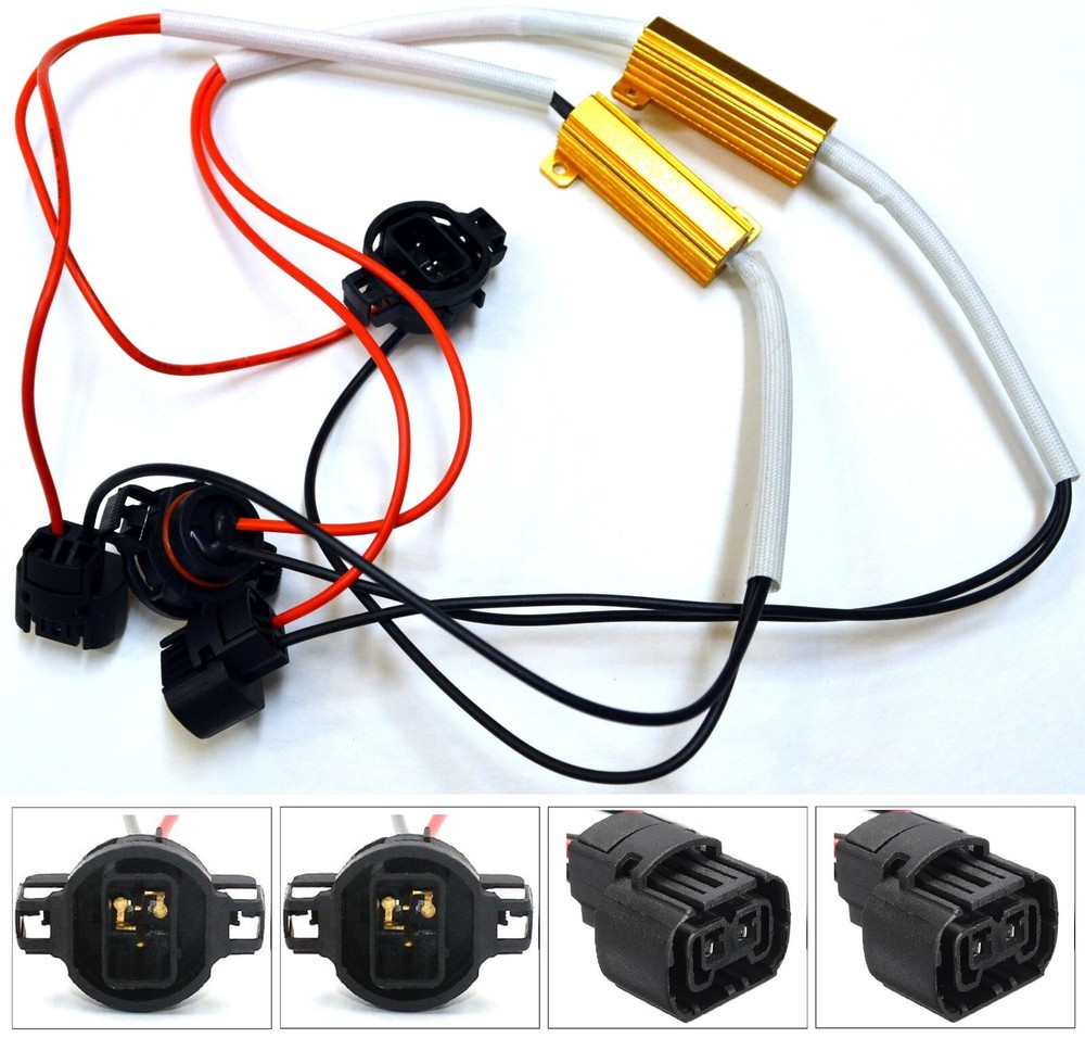 Wire LED Resistor Canceler Error Decoder PSX24W 2504 DRL Light Bulb Flicker Fix