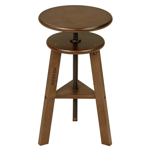 Drafting Stool with Solid Beech Wood, Height Adjustable Artist Studio Walnut