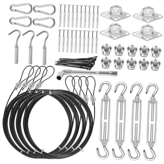 Sun Shade Sail Hardware Kit,304 Stainless Steel Cable Wire with Nylon Coating