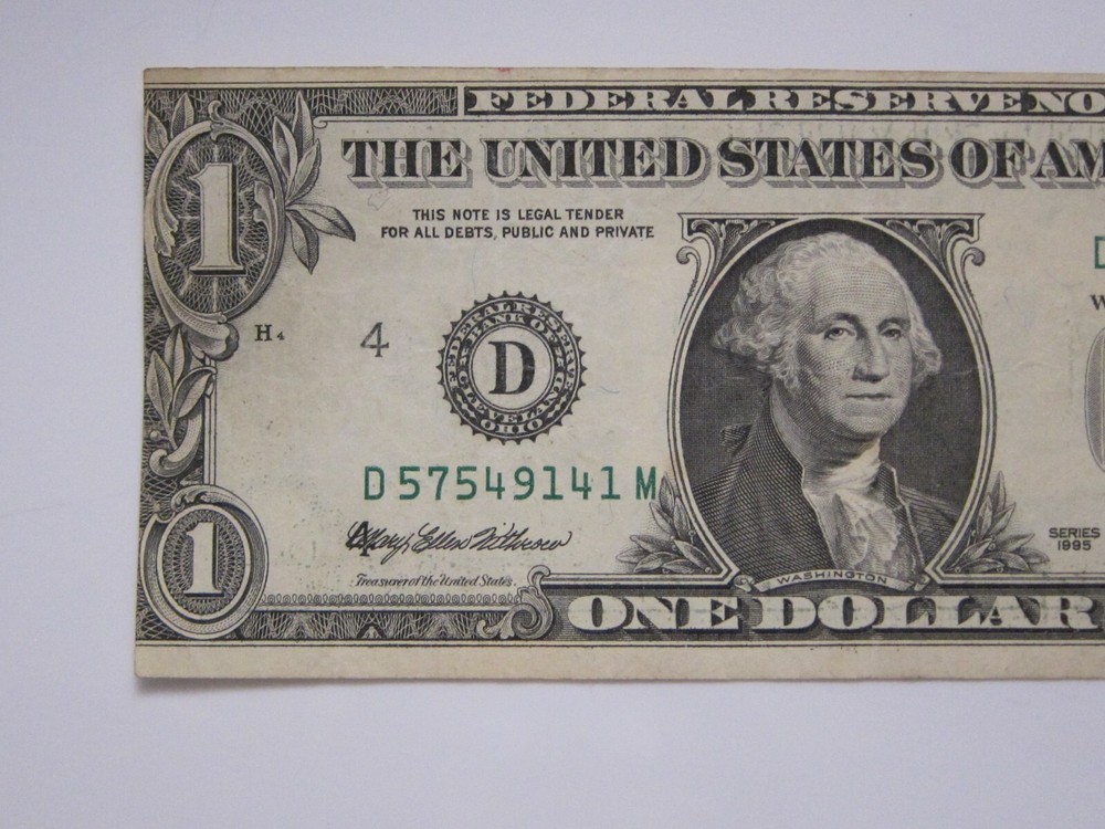 1995 $1 Error Printing & Cut #D57549141M