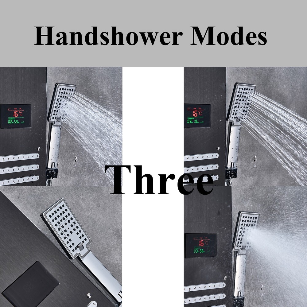 ELLO&ALLO LED Shower Panel Tower Rainfall &Waterfall Massage Body System Jet ℉