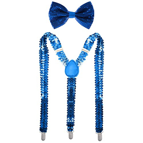 - Bowtie & Suspender Set - Sequin Blue