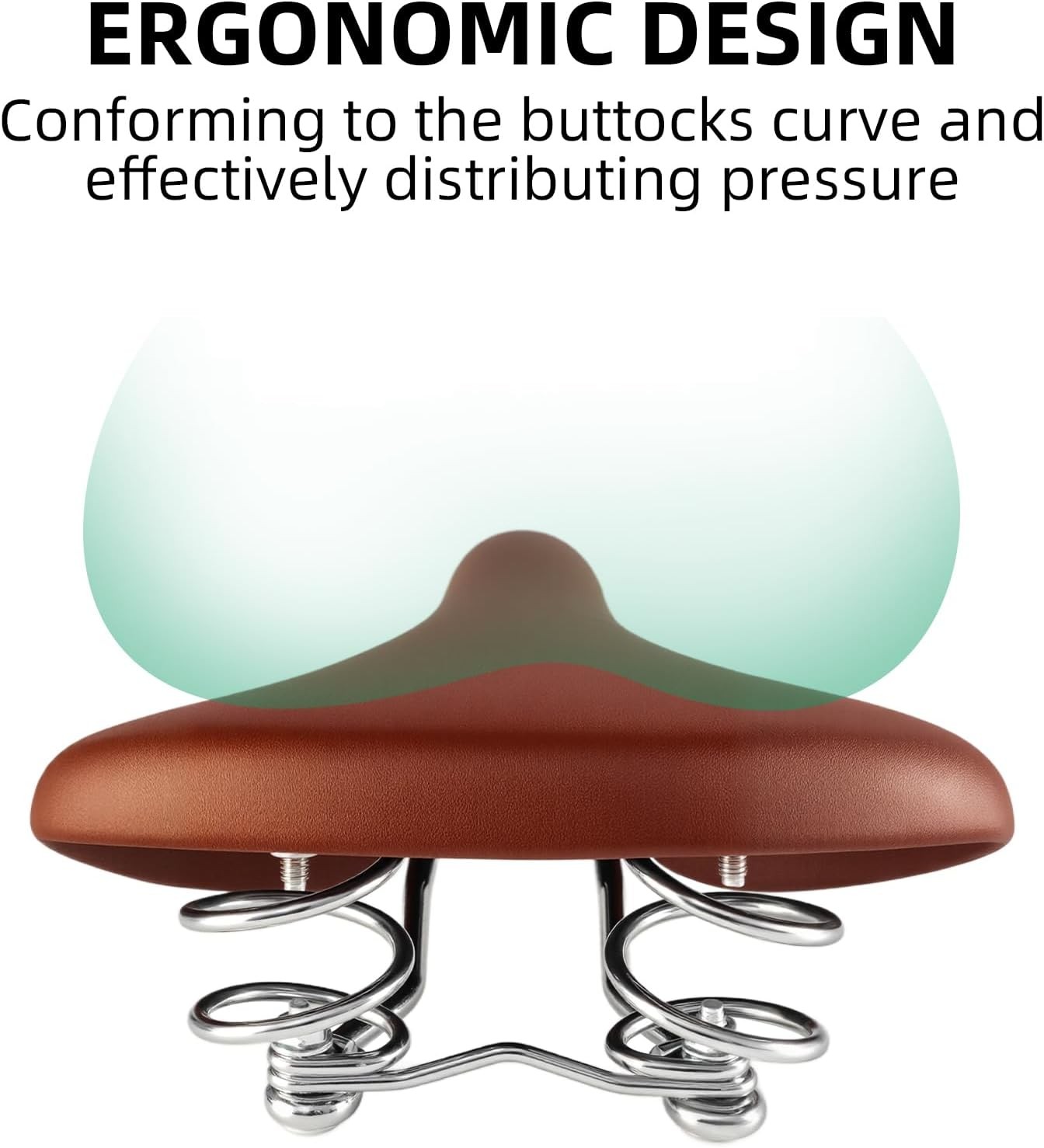 ROCKBROS Bike Seat Wide Comfort Cushion Waterproof Vintage Brown Bicycle Saddle