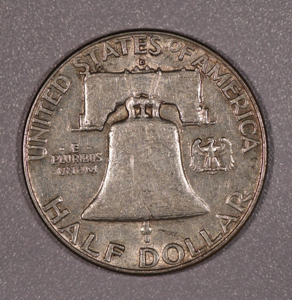1961-D Franklin Half-Dollar SILVER Coin, Fine Condition