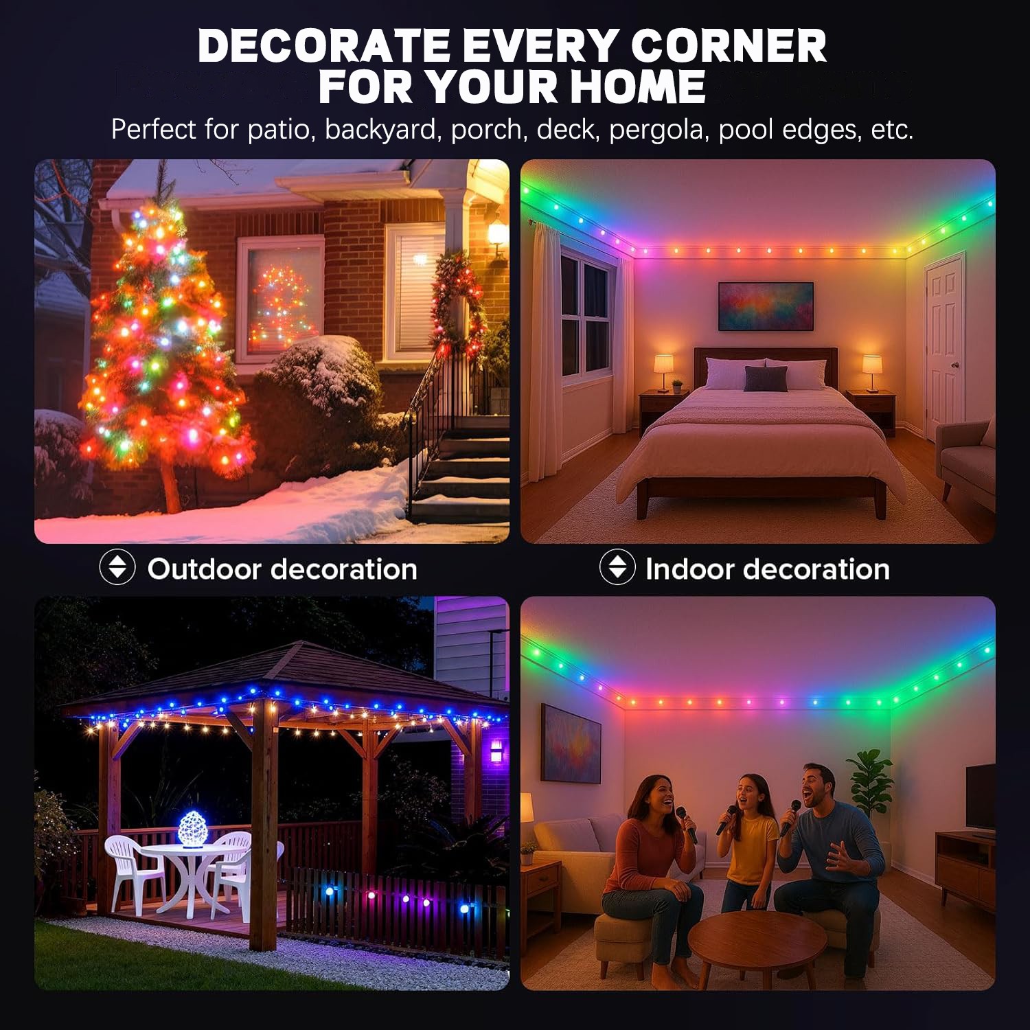 Permanent Outdoor Lights RGB+IC LED Smart Light App/Remote Control Holiday DIY