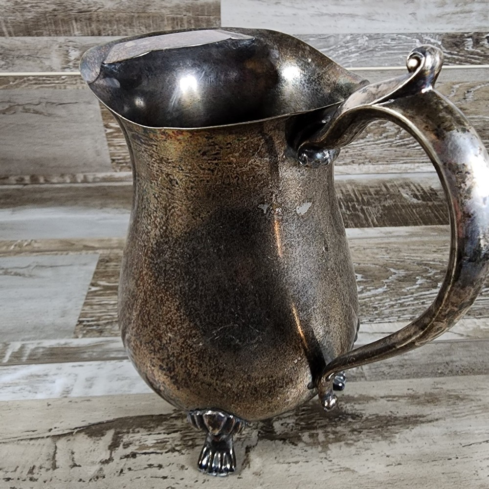 Vintage Silver Plate Leonard Silverplate Footed Water Pitcher With Ice Lip