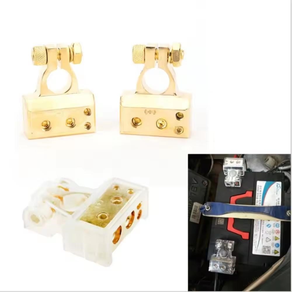 2X Car Battery Terminal Clamp Post 0/4/8/10 GA AWG Gauge Positive Negative Port